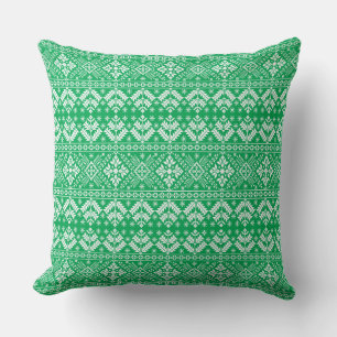 Grüne Schneeflocke & Florale Fair Isle Weihnachten Kissen