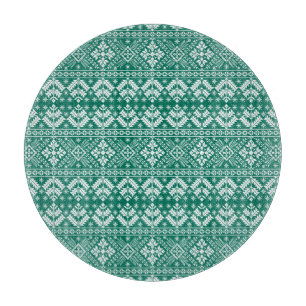Grüne Schneeflocke & Florale Fair Isle Weihnachten Schneidebrett