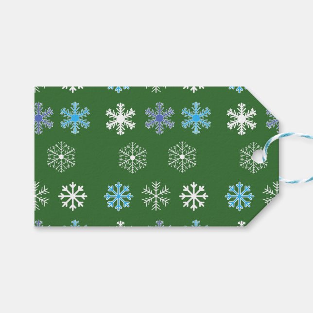 Grüne Schneeflocke Geschenkanhänger (Vorderseite (Horizontal))