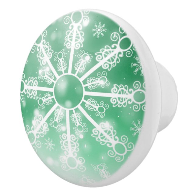 Grüne Schneeflocke Keramikknauf (Rechts)
