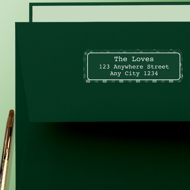 Grüne Schneeflocken Frohe Weihnachten (Green & Snowflakes Label)