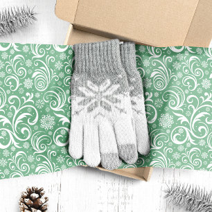 Grüne Schneeflocken und Wirbel Weihnachten Seidenpapier