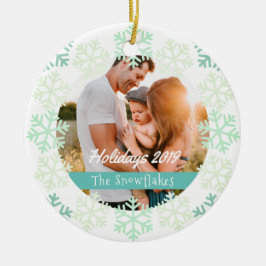 Grüne Schneeflocken Urlaub Weiße Keramik Ornament