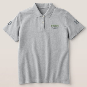 Grüne Schnitttyppografie bestickter Polo-T - Shirt