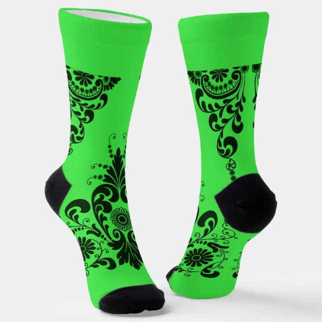 grüne Schnörkel drucken Socken (Gewinkelt)