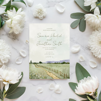 Grüne schöne Landschaft Hochzeit Einladung