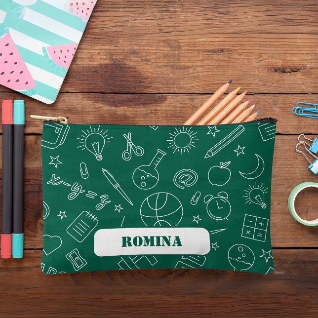 Grüne Schulelemente Bleistift-Koffer Zubehörtasche (Green School elements Pencil case/bag Accessory Pouch)