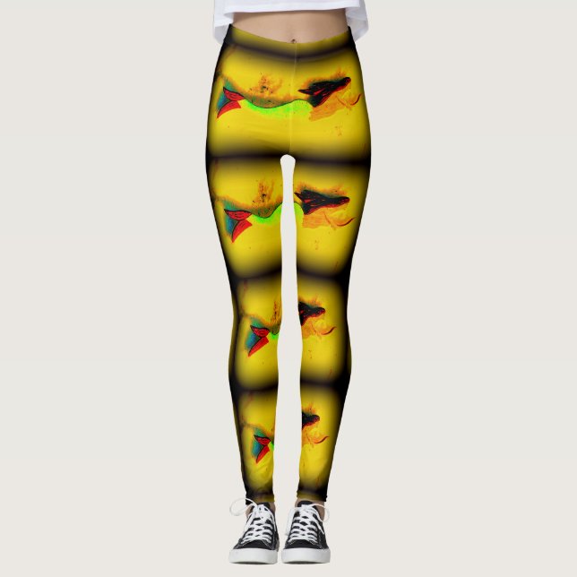 Grüne Schwanz brünette Meerjungfrauen gelb Leggings (Vorderseite)