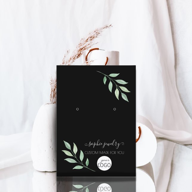 Grüne Schwarz-Script-Schmucklogos Visitenkarte (Von Creator hochgeladen)