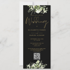 Grüne Schwarz und Gold QR Code Hochzeit Einladung