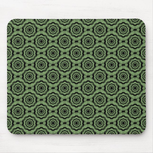 Grüne schwarze Blumen nahtloses Muster Mousepad (Vorne)