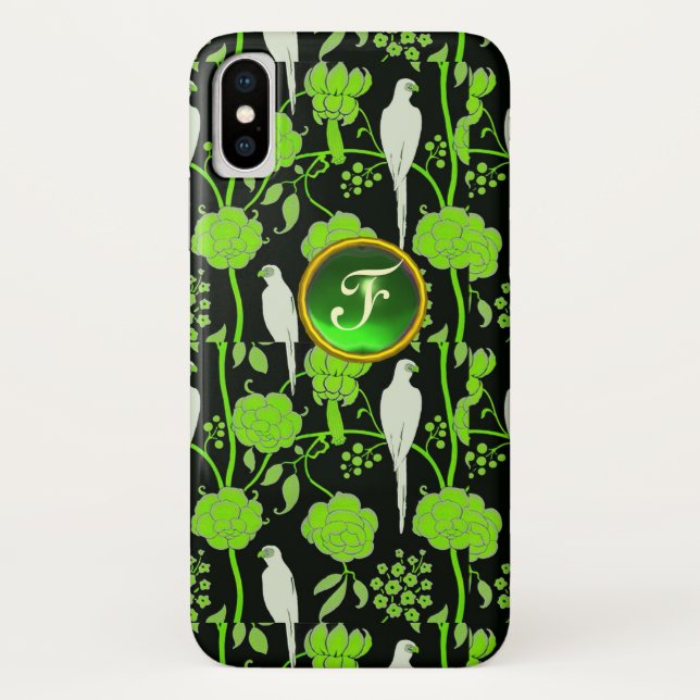 GRÜNE SCHWARZE FLÜSSE, PARROS GEMSTONE MONOGRAMM Case-Mate iPhone HÜLLE (Rückseite)