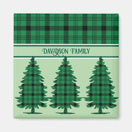 Grüne schwarze, gemütliche Tartan Pine Trees Magnet