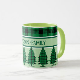 Grüne schwarze, gemütliche Tartan Pine Trees Tasse