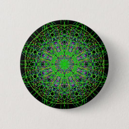 Grüne schwarze Kaleidoskop-Mandala-Kunst Button