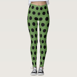 Grüne schwarze Ladybird-Kostümspots Retro Leggings