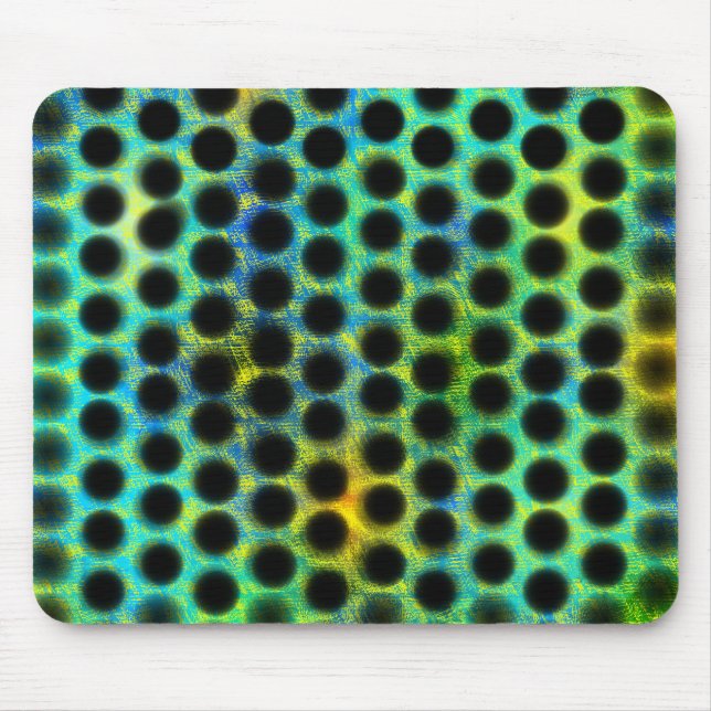 Grüne, schwarze Polka-Punkte erzeugen Formen, Scha Mousepad (Vorne)