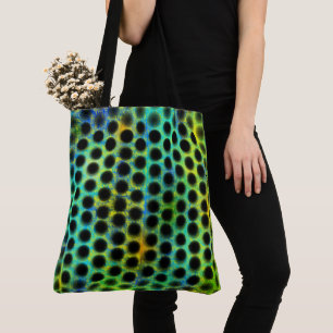 Grüne, schwarze Polka-Punkte erzeugen Formen, Scha Tasche