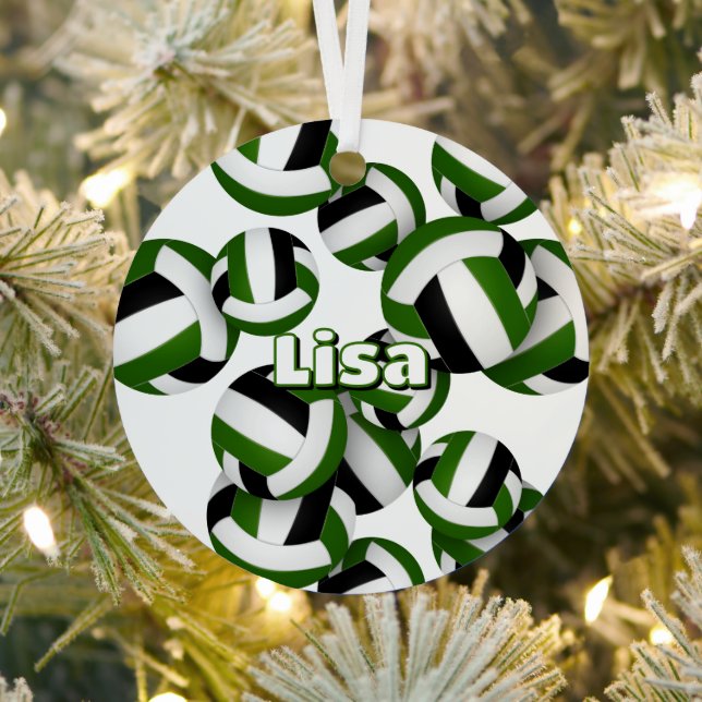 grüne schwarze Volleyballs mit Athleten Namensgewä Ornament Aus Metall (InSitu)