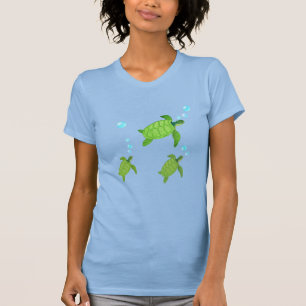 Grüne schwimmende Meeresschildkröten T-Shirt