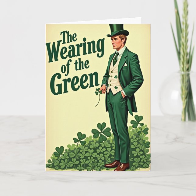 Grüne Shamrock-Männerkarte Karte (Vorderseite)