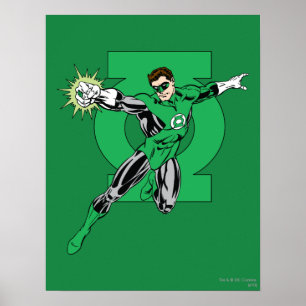 Grüne Signalleuchte mit Logo-Hintergrund Poster