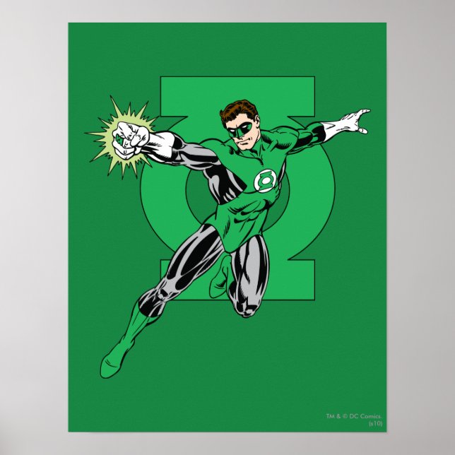 Grüne Signalleuchte mit Logo-Hintergrund Poster (Vorne)