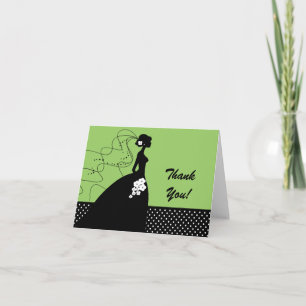 Grüne Silhouette Braut Dankeskarte