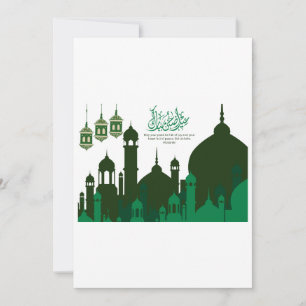 Grüne Silhouette Moschee Eid-ul-Adha Mubarak Karte