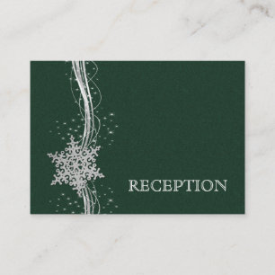 Grüne Silver Snowflakes Hochzeitsempfang einladen Begleitkarte