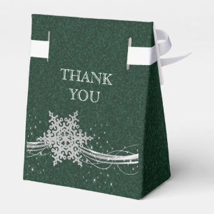 Grüne Silver Snowflakes Winter Hochzeitsvorgeschen Geschenkschachtel