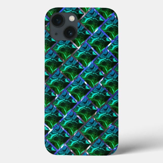 Grüne Smaragde und Kurven unter Nickelgitter Case-Mate iPhone Hülle (Rückseite)