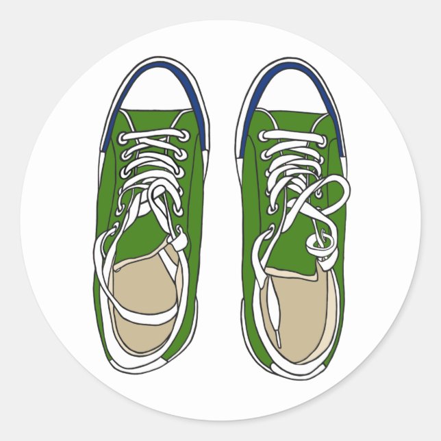 Grüne Sneakers Runder Aufkleber (Vorderseite)