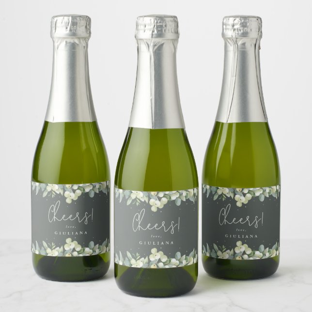 Grüne Snowberry+Eukalyptus Brautparty Mini (Flaschen)