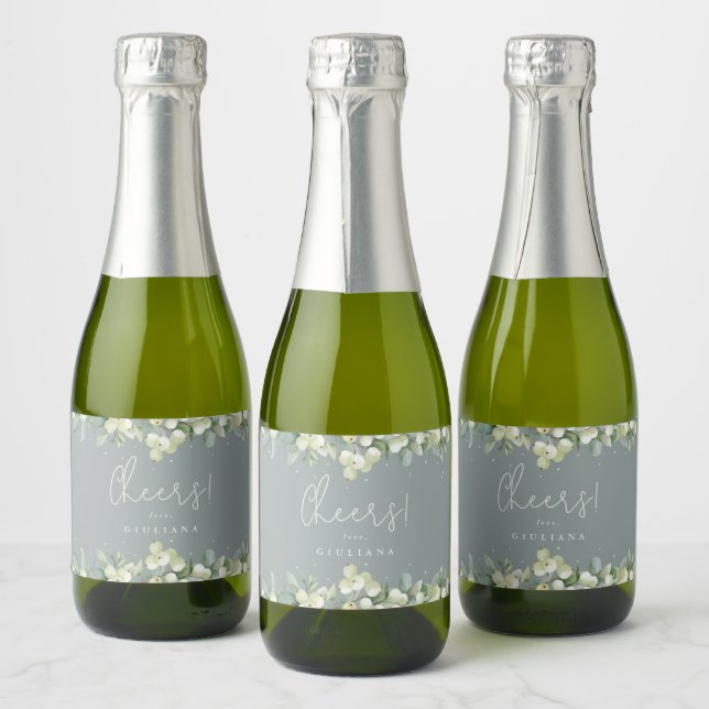 Grüne Snowberry+Eukalyptus Brautparty Mini (Flaschen)