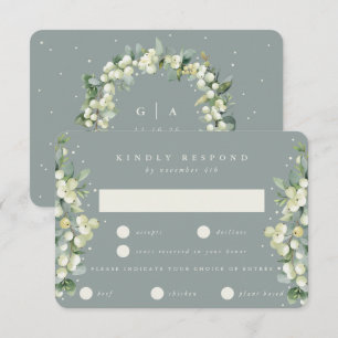 Grüne Snowberry+Eukalyptus Ewedding RSVP Karte