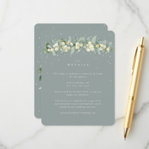 Grüne Snowberry+Eukalyptus Garland Hochzeiten Deta Begleitkarte