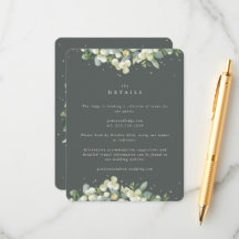 Grüne Snowberry+Eukalyptus - Hochzeitdetails