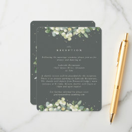 Grüne Snowberry+Eukalyptus-Hochzeitsempfang Begleitkarte