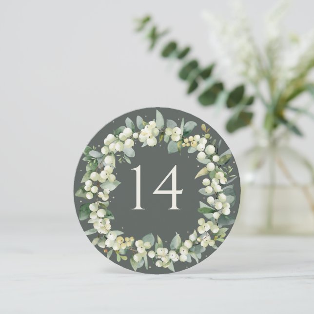 Grüne Snowberry+Eukalyptus Hochzeitssonne - Tischn (Stehend Vorderseite)