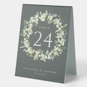 Grüne Snowberry+Eukalyptus Hochzeitssonne - Tischn Tischaufsteller