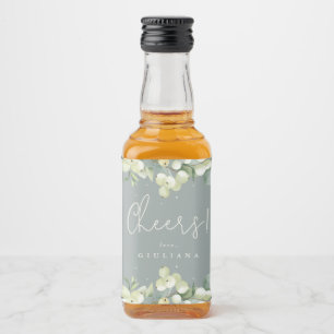 Grüne Snowberry+Eukalyptus Junggeselinnen-Abschied Alkoholflaschenetikett