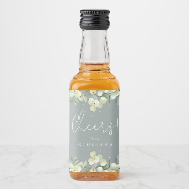 Grüne Snowberry+Eukalyptus Junggeselinnen-Abschied Alkoholflaschenetikett (Vorderseite)