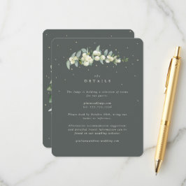 Grüne Snowberry+Eukalyptus Stem Hochzeitdetails Begleitkarte