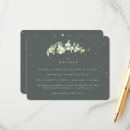 Grüne Snowberry+Eukalyptus Stem Hochzeitdetails Begleitkarte