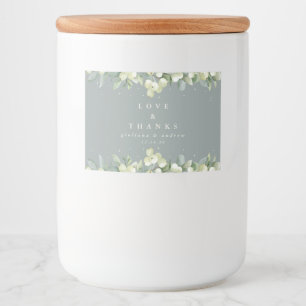 Grüne Snowberry+Eukalyptus Winter Wedding Gefallen Lebensmitteletikett