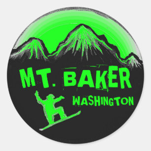 Grüne Snowboard-Aufkleber von Baker Washington Runder Aufkleber