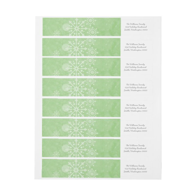 Grüne Snowflake-Wirbel Weihnachtsadressen (Bogen)