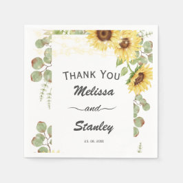 Grüne Sonnenblume Eukalyptus String Light Wedding Serviette