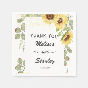 Grüne Sonnenblume Eukalyptus String Light Wedding Serviette